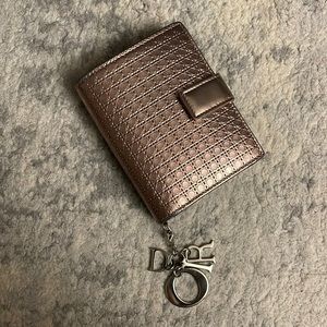 Dior Micro Cannage Metallic Calfskin French wallet